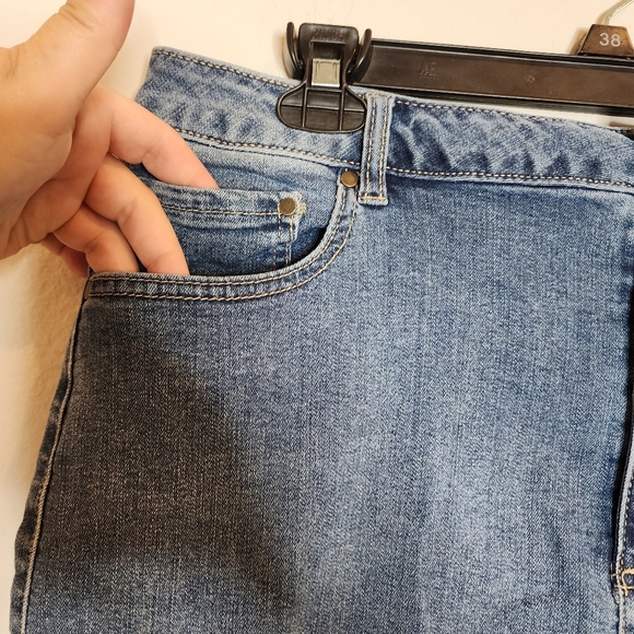 NWT Rachel Zoe Stretch Denim Maxi Skirt Front Slit Medium Wash size 14. - Picture 7 of 15